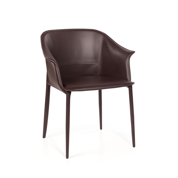 Стул с подлокотниками GIO кожа коричневый