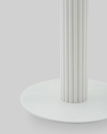Стол круглый Терралино D90 верх керамика белый матовый, основание металл белый