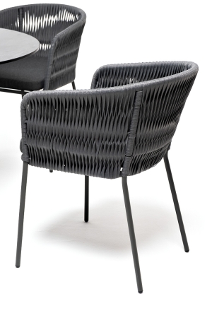 "Диего" обеденная группа на 4 персоны со стульями "Бордо" плетения колос, столешница "серый гранит"