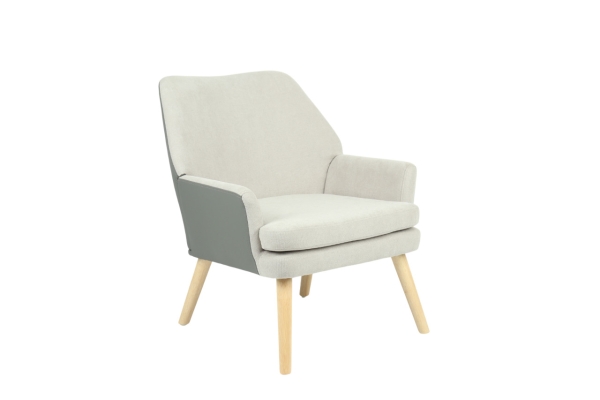 Кресло Харви серый с серой экокожей деревянные ножки