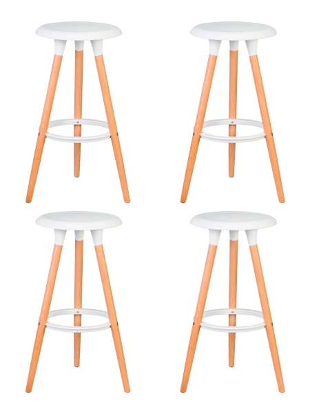 Набор 4 шт Табурет барный ROYCE, ножки светлый бук белый (W-02)