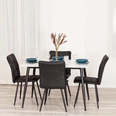 Стул обеденный Bari черный, экокожа и металл, мягкое сиденье, без подлокотников