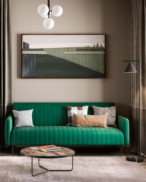 Диван прямой Дрезден велюр зеленый