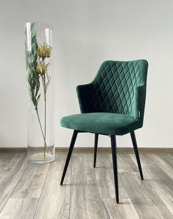 Стул HERMAN 360 градусов, зеленый #19 велюр, черный каркас