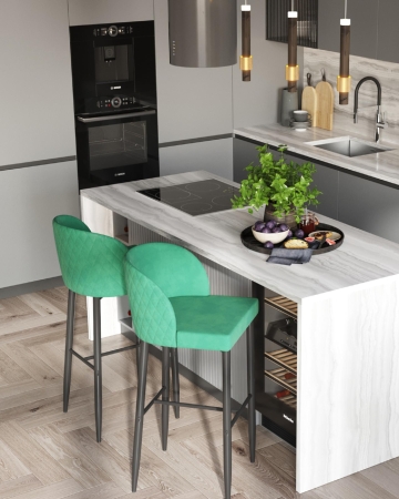 Стул барный Оскар велюр изумрудный