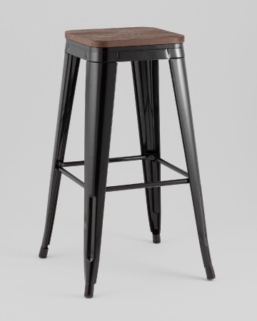 Стул барный TOLIX черный глянцевый + темное дерево KD