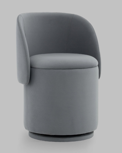 Пуф-трансформер Таунсвилл вращающийся с ящиком велюр серый