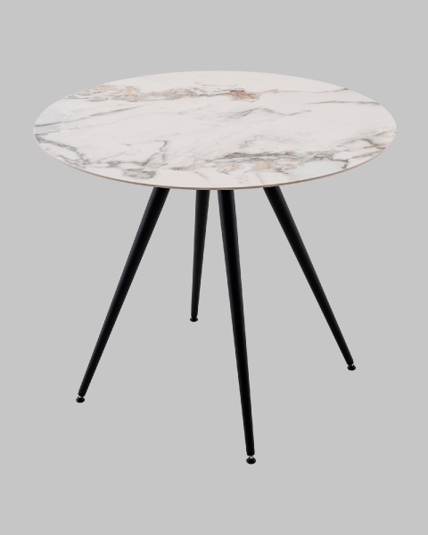 Стол Ники с круглой столешницей из керамики Ice Jade 900