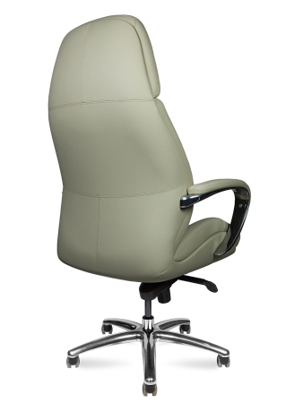 Кресло руководителя Porsche светло-серая натуральная кожа с алюминиевой крестовиной