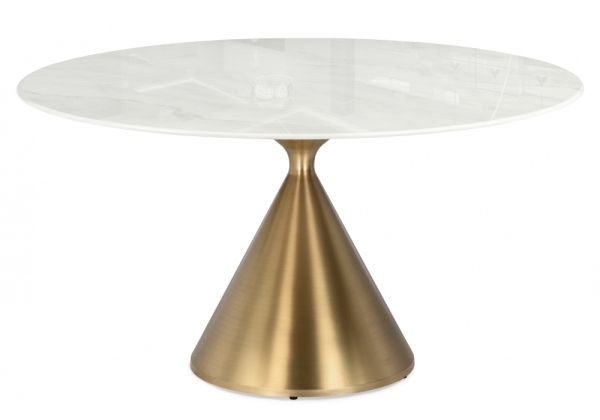 Керамический стол Jaklin 130x73 белый мрамор, сатинированное золото