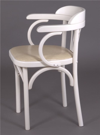 Деревянный стул Венский слоновая кость с мягким сиденьем из экокожи