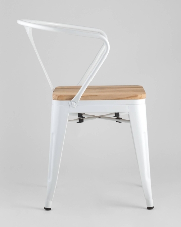 Стул TOLIX ARM WOOD с подлокотниками белый