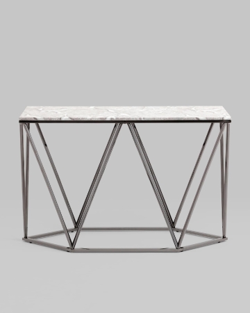 Консоль Авалон 122*41 серый мрамор сталь темный хром