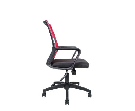 Кресло офисное Бит LB черный пластик, красная сетка, черная ткань