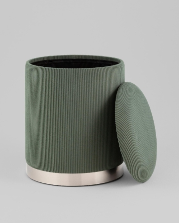 Пуф Эмили с ящиком серебро вельвет зеленый