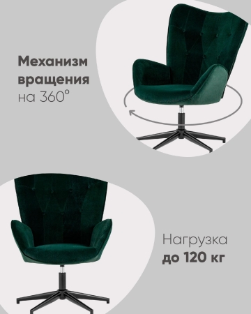 Кресло Филадельфия велюр изумрудный ножка черная