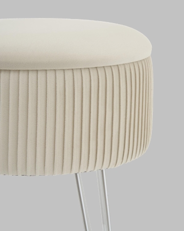 Пуф Астор бежевый серебряные ножки