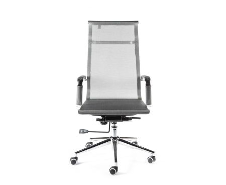 Кресло офисное Хельмут (серый) сталь + хром серая сетка