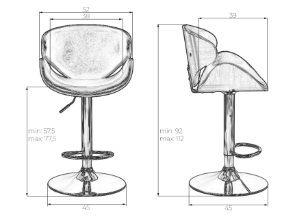 Набор 2 шт Стул барный KARTER BLACK, коричневый орех дерево (BWW), черный PU