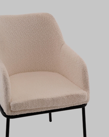 Стул с подлокотниками Кози new ткань букле молочный