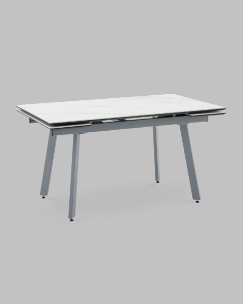 Стол Тайл 140-200/85/75 столешница Snow white подстолье металл серый