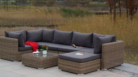 Плетеная оттоманка "Лунго" с подушкой, соломенный