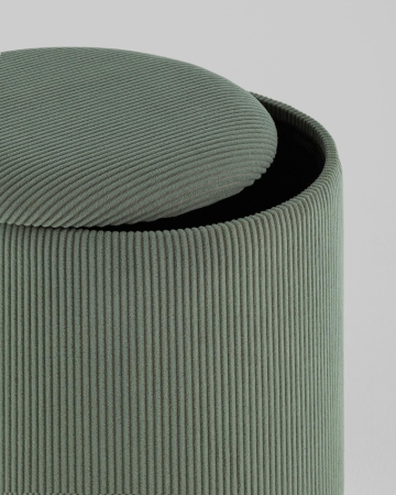 Пуф Эмили с ящиком серебро вельвет зеленый