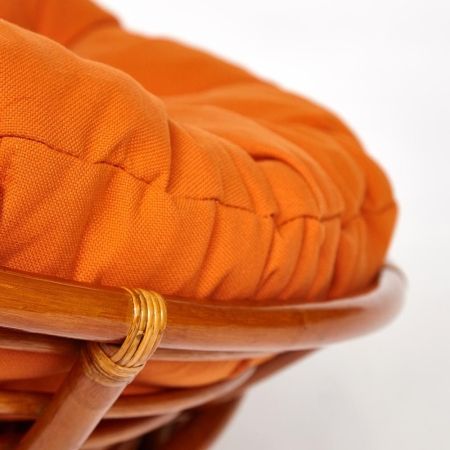 Кресло-качалка "PAPASAN" w 23 и 01 B с подушкой, коньяк, ткань оранжевый, С 23