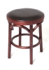 Деревянный табурет Венский махагон с мягким сиденьем из коричневой экокожи