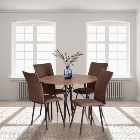 Стул обеденный La Rousse коричневая ткань, черные ножки