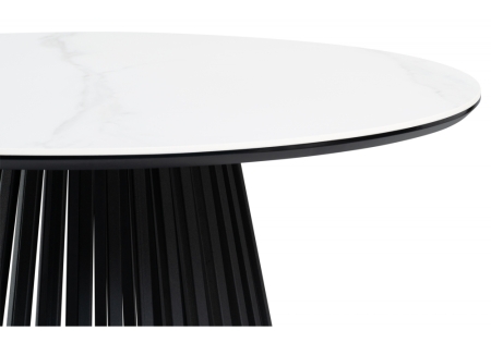 Керамический стол Нэнси 90х90х75 белый мрамор, черный