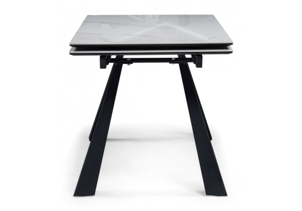 Керамический стол Маунт 140x80 белый мрамор, черный кварц, черный