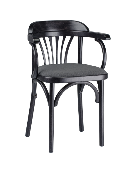 Деревянный стул Венский венге с мягким сиденьем из серой ткани М07