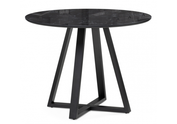 Стеклянный стол Норфолк 100х78 черный мрамор, черный