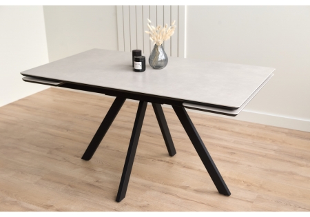 Керамический стол Вилли 140(200)х80 carmen light grey, черный