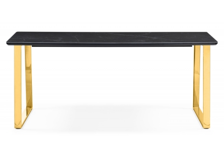 Керамический стол Селена 2 180х90 черный мрамор, золото
