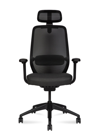 Кресло офисное Volta черный, ткань и пластик, мягкое сиденье, с подлокотниками