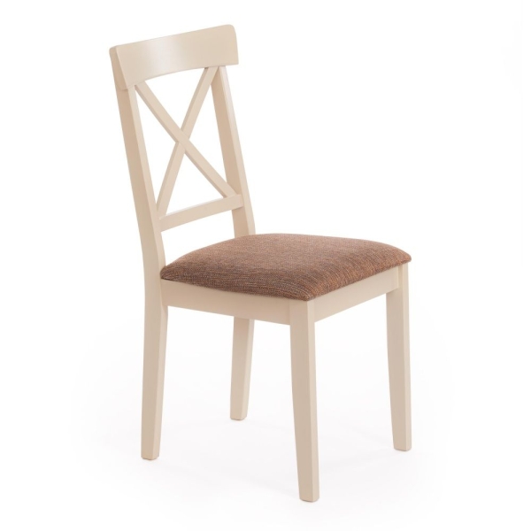 Стул Гольфи Джуниор (Golfi Junior) дерево гевея, 45*51*94, слоновая кость, ткань коричневый, золотой (1505-9)