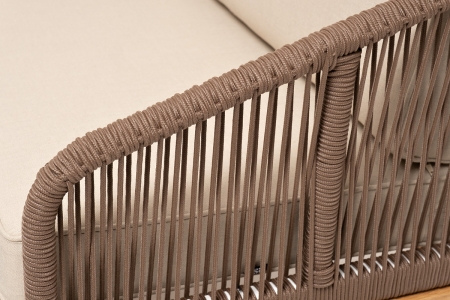 "Канны" лаунж-зона 4-местная из роупа со столом "Гранада" (серый гранит), основание дуб, роуп коричневый, ткань бежевая