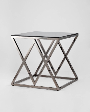 Журнальный стол 55*55 ИНСИГНИЯ сталь темный хром стекло дым