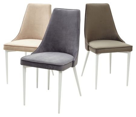 Стул NEPAL-P бежевый #5 велюр, белый каркас