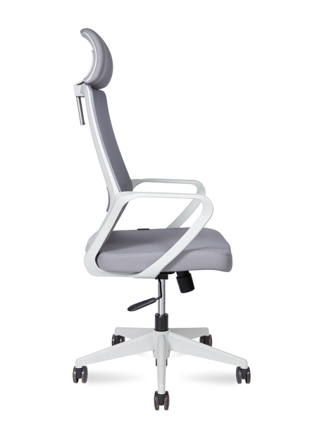 Кресло офисное Pino серый, ткань и пластик, мягкое сиденье, с подлокотниками