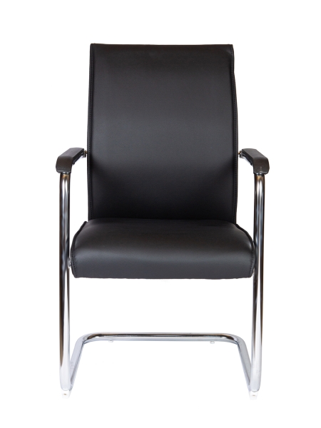 Кресло офисное Myra CF черный, экокожа и металл, мягкое сиденье, с подлокотниками