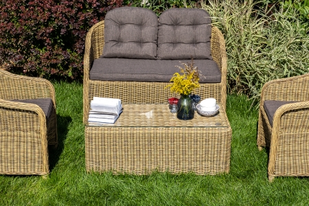 "Равенна" диван двухместный плетенный из ротанга, цвет соломенный