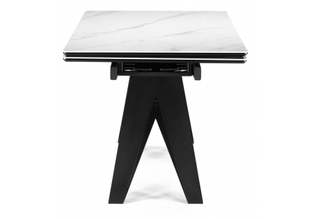 Керамический стол Блэкберн 160(220)х89 белый мрамор snow white, черный