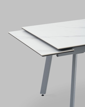Стол Тайл 140-200/85/75 столешница Snow white подстолье металл серый
