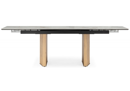 Керамический стол Монерон 180(240)x90 calacatta gold, дуб монтана