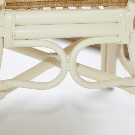 Комплект обеденный "ANDREA GRAND" (стол со стеклом + 6 кресел + подушки) белый, ткань рубчик, кремовый