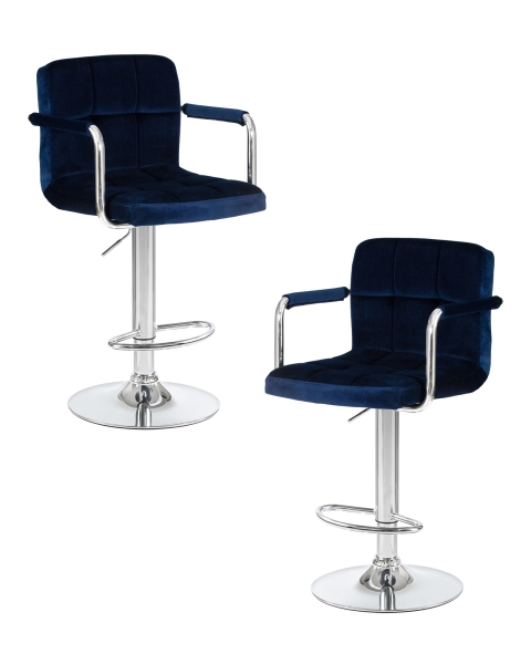 Набор 2 шт Стул барный KRUGER ARM, синий велюр (MJ9-117)