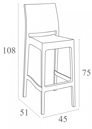 Стул пластиковый барный Siesta Contract Maya Bar 75 оливковый